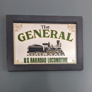 Vintage Railroad Locomotive Bar Mirror